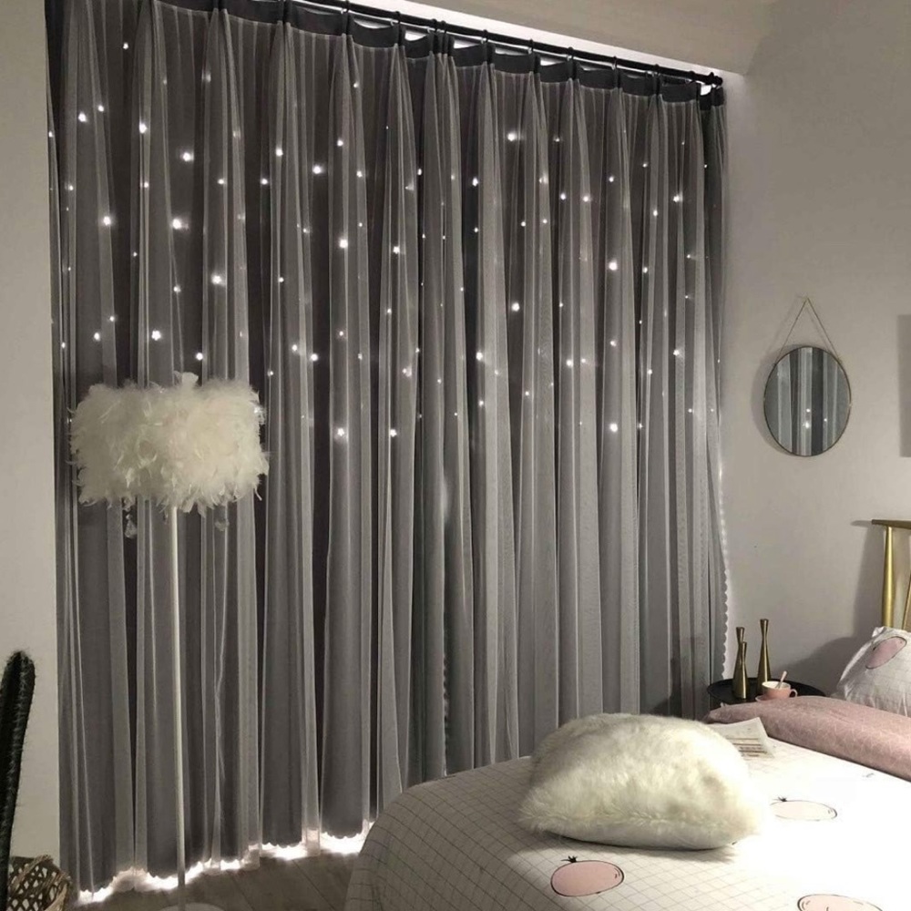 Unistar 2 panels blackout stars curtains for kids girls bedrooms.